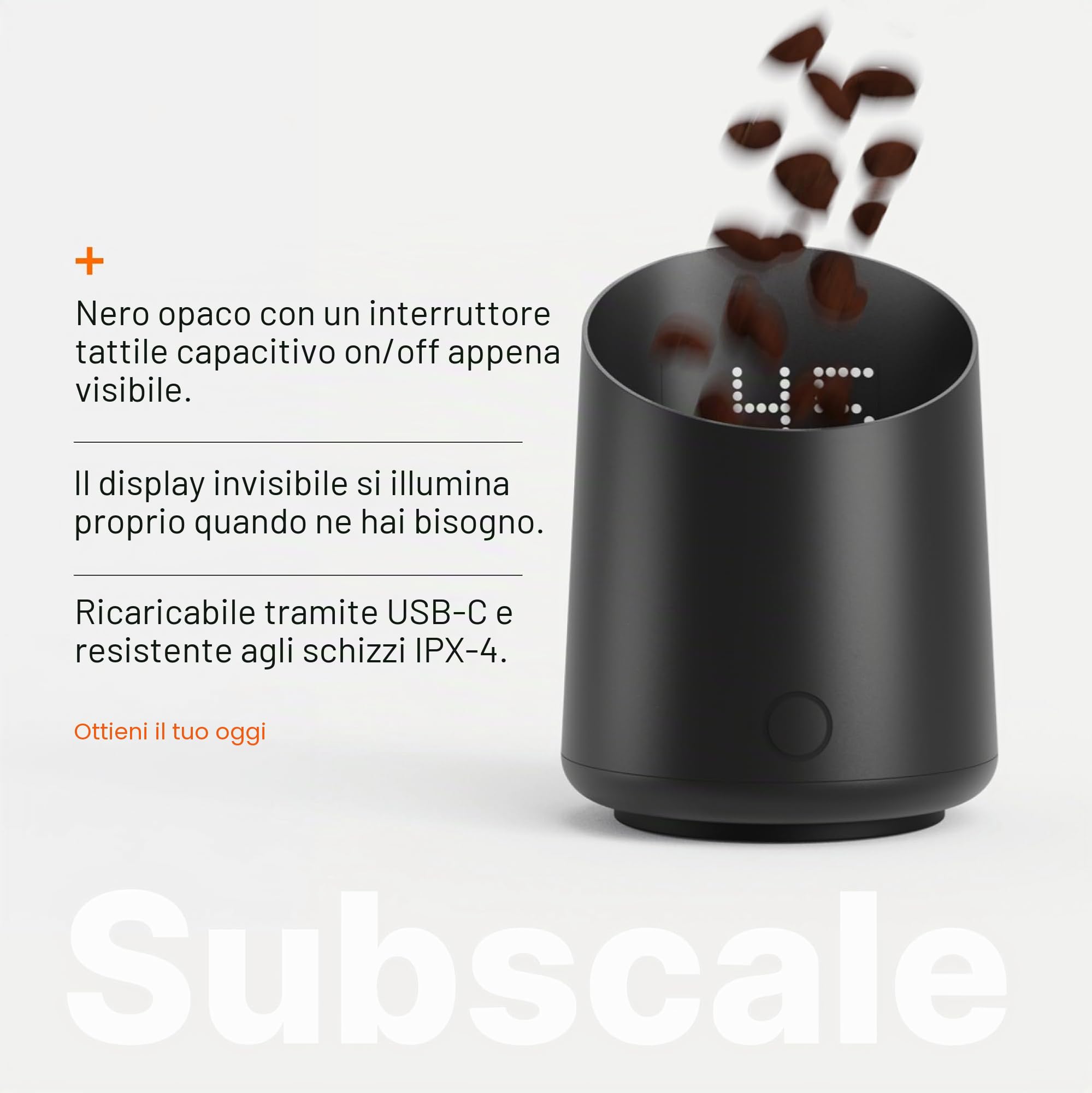 Subminimal SubScale, Bilancia di Precisione per Caffè, Misurazione Ultra-Precisa per Espresso, Bilancia Compatta con Display Reattivo e Design Minimalista