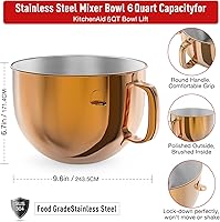 Vista 2 de Tazón de mezclador de acero inoxidable de 6QT para mezcladores de pie Kitchenaid, tazón de mezcla de Kitchen Aid para mezclador de elevación de 6QT