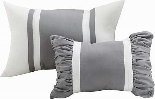 Miniatura 9 de Edredón de 8 piezas plisado contemporáneo chichome Valmont ChicHome Valmont Microfibra Blanco King 0watts