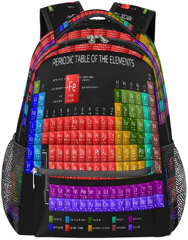 Mochilas educativas de química para mulheres e homens, mochila escolar de tabela periódica para meninos e meninas adolescentes, mochilas para laptop para faculdade, mochila de viagem à prova d'água mochila para livros para caminhadas, Multicor, Medium em oferta na Shopee