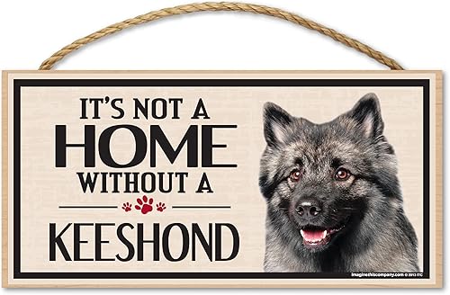 Imagine This Letrero de madera para razas de perros Keeshond