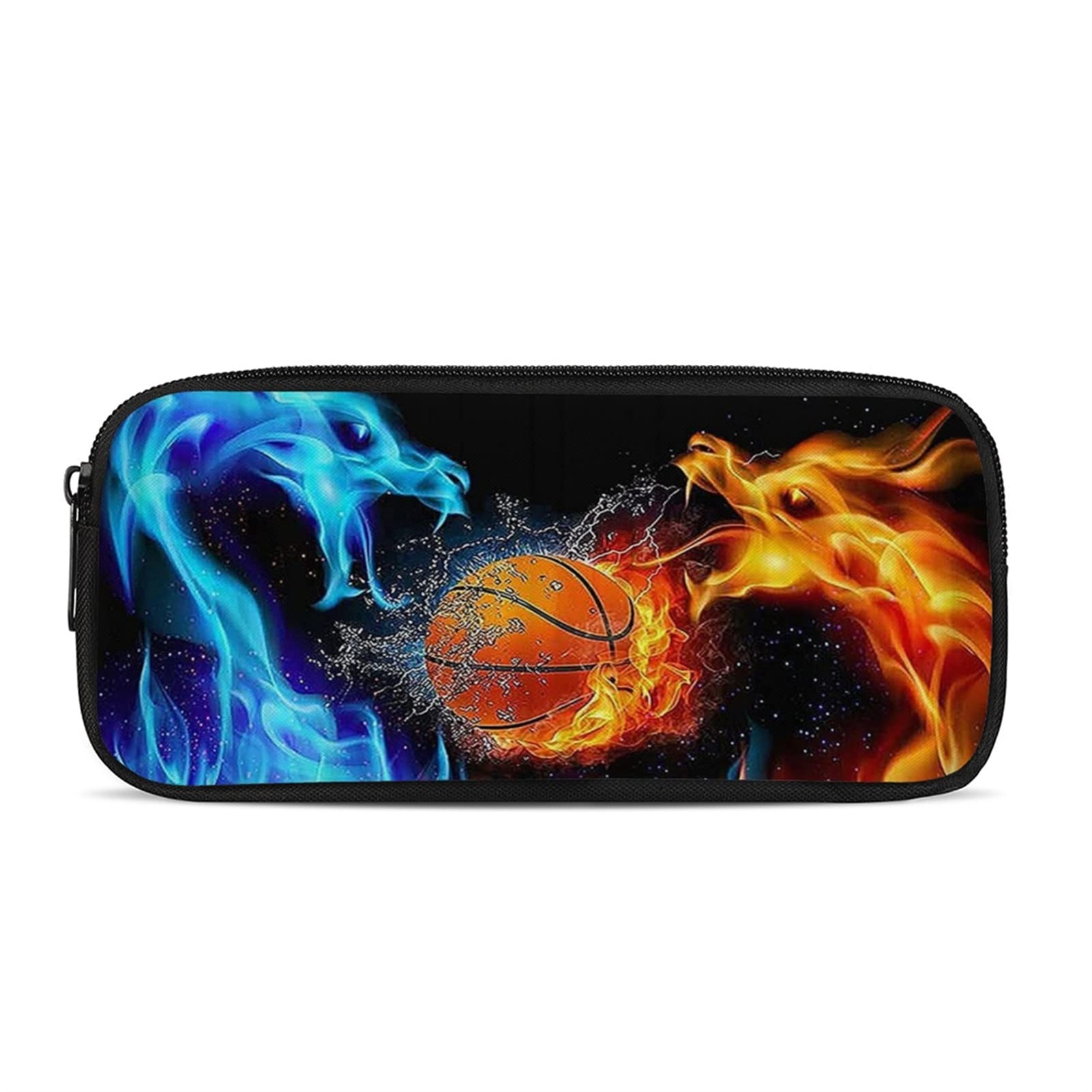 Belidome Basketball Pencil Bag for Kids Boys Water Fire Dragon Pen Case School Pouch — image 1