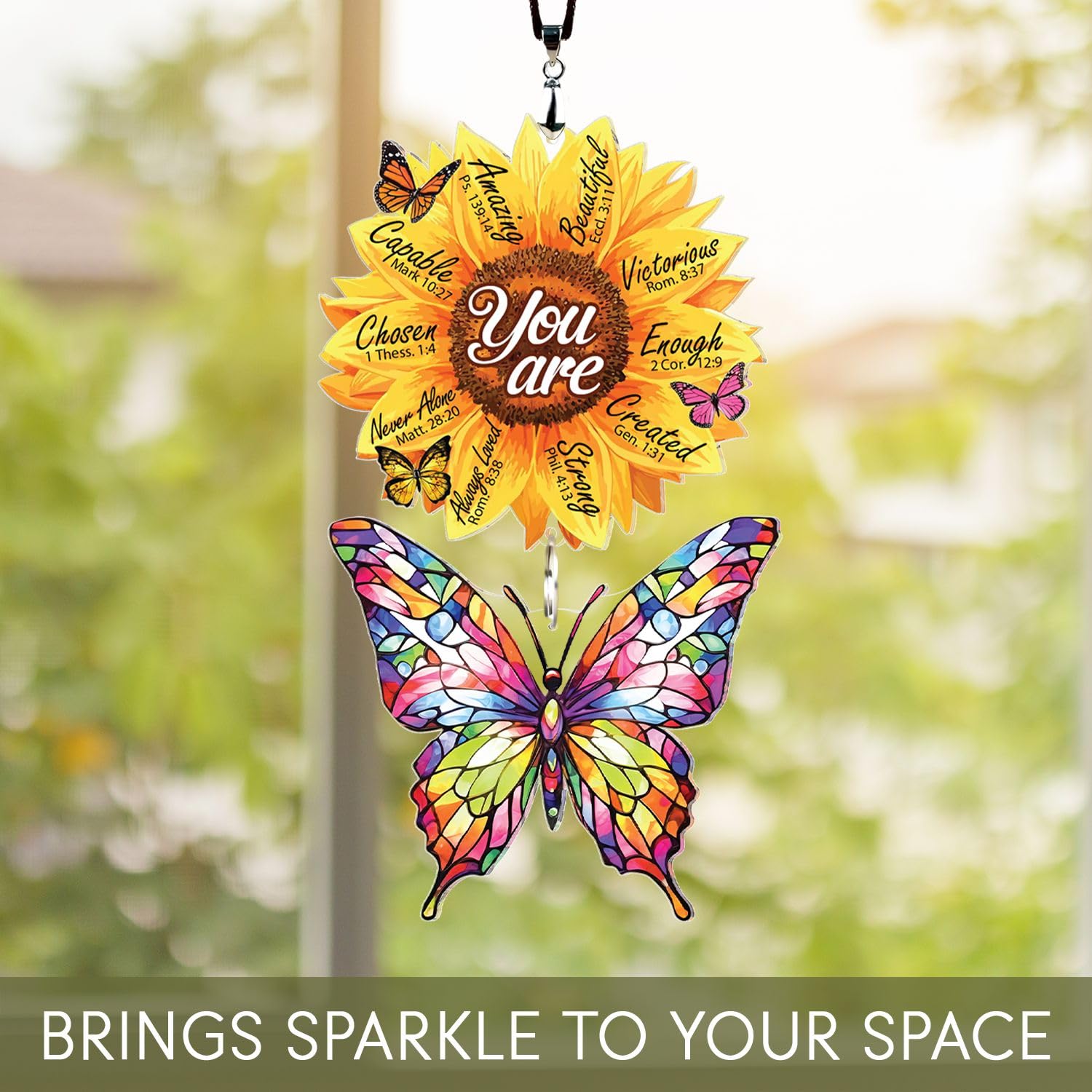 Christian Gifts for Women Birthday, Butterfly Inspirational Gift for Friends, Mom, Sister, Girl, Female Coworker, Christian, God Says You are Sunflower Gifts for Women, Religious Desk Decor