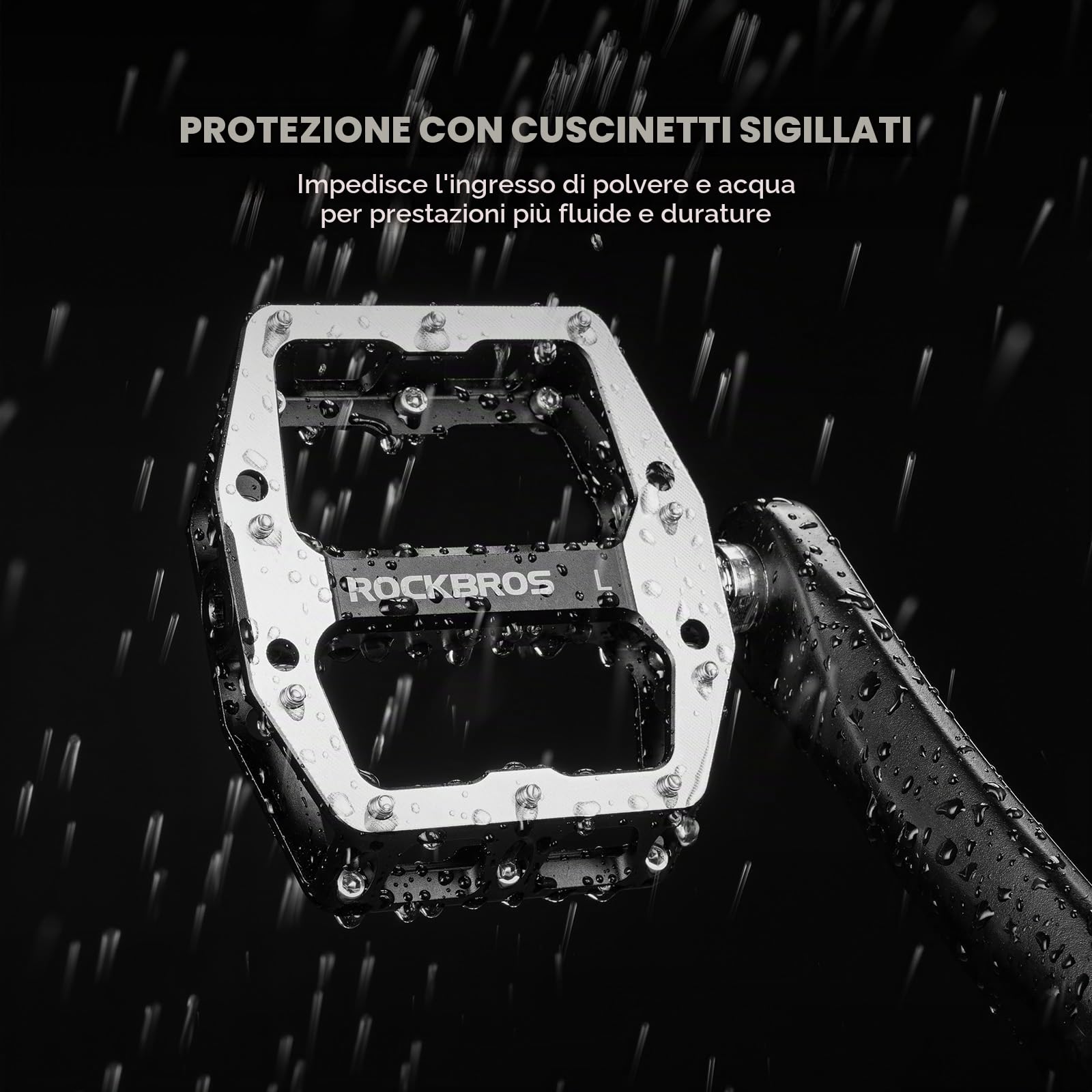 ROCKBROS Pedali per Bicicletta in Lega di Alluminio CNC 9/16", Pedali Flat per Bici MTB con Cuscinetti Sigillati Antiscivolo, Pedale per Bici da Strada Gravel Downhill