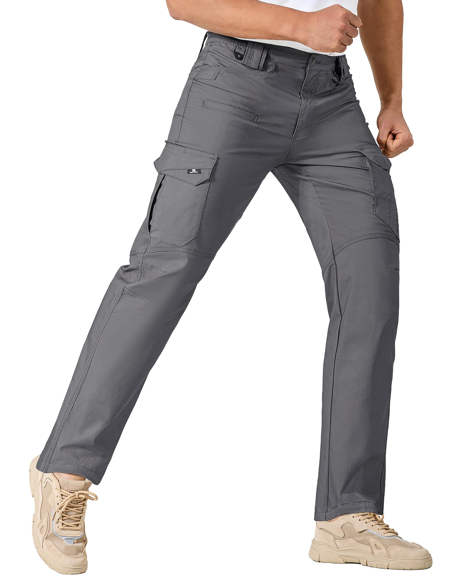 IGOLUMEN Work Pants for Men Stretch Tactical Pants with 11 Pockets Ripstop Cargo Pant Construction Utility Trouser Hiking EDC