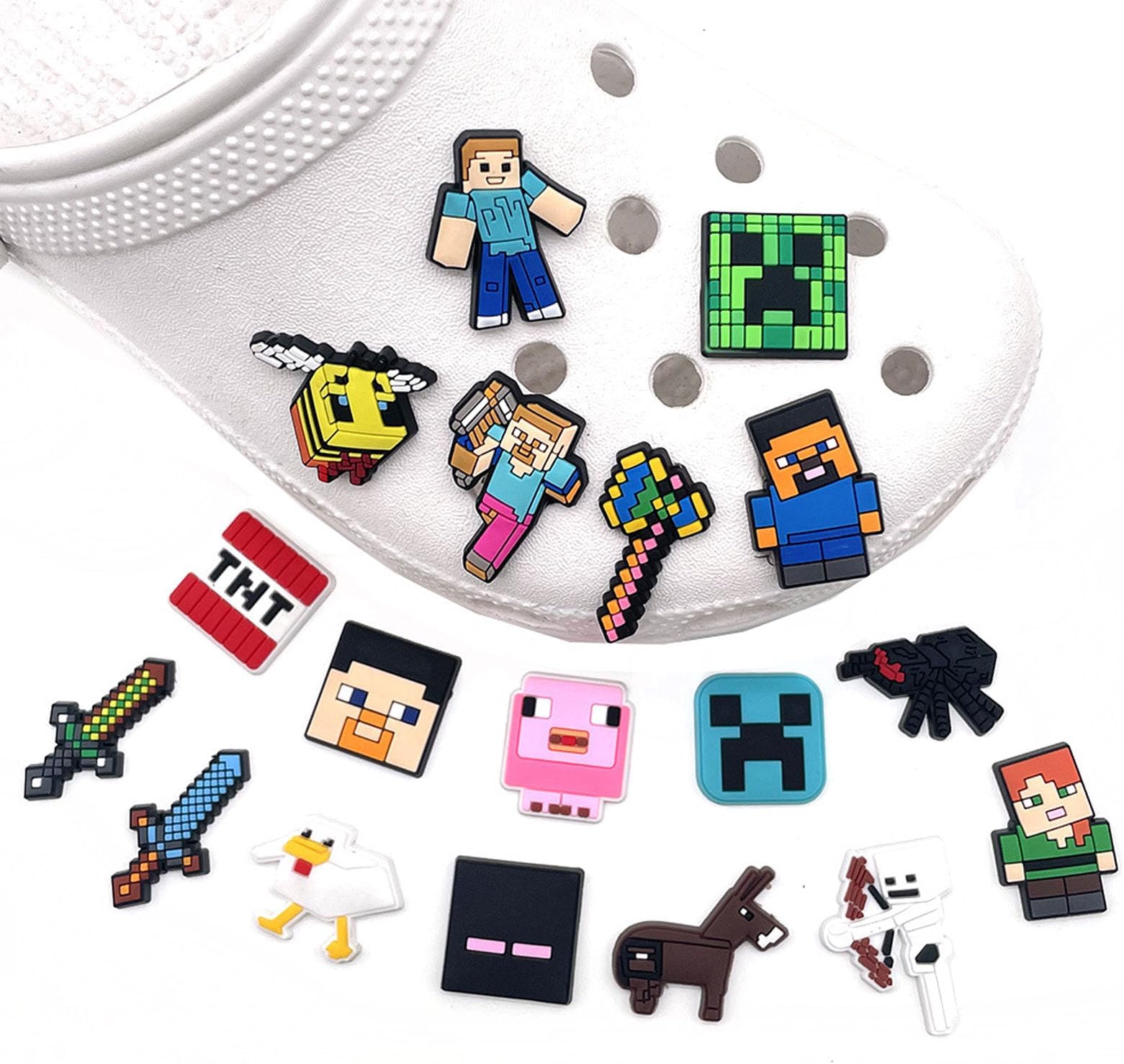 18PCS Cartoon Shoes Charms Cool Shoe Charms Set with Different Pattemm for Decoration for Car (blue)