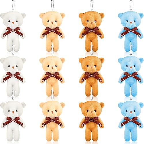 12 piezas de oso de peluche para decoración de baby shower animales de peluche muñeca pequeña para cumpleaños decoración de pastel de boda llavero