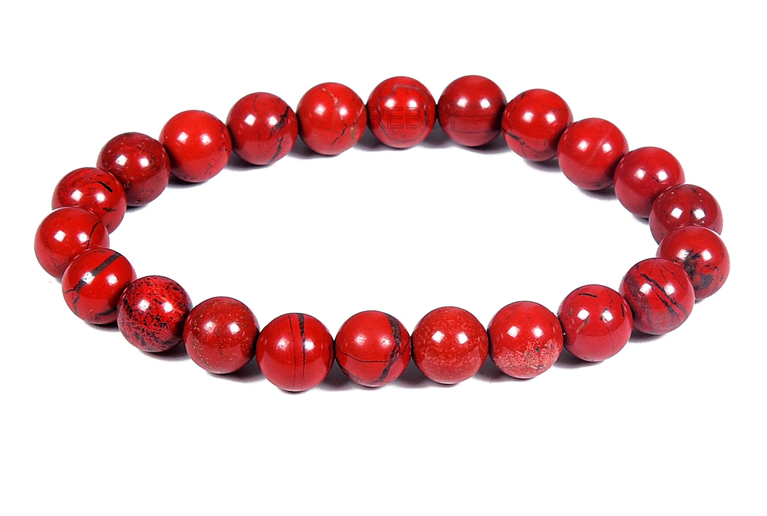 Lab Certified Red Jasper Gemstone Stretchable Bracelet | 8mm Beads, Red Crystal Healing Jewelry for Men & Women | Boosts Vitality, Enhances Stability, Promotes Emotional Healing