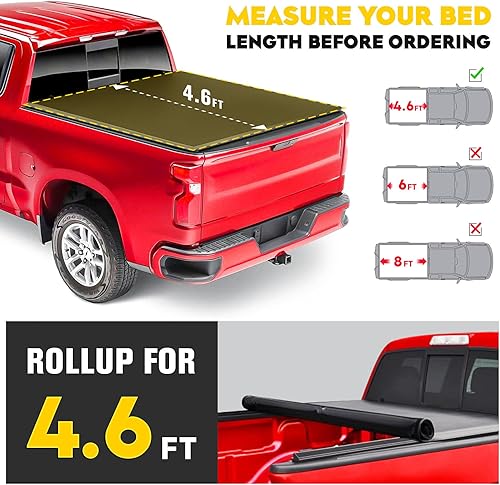 Miniatura 2 de Cubierta suave enrollable para caja de camioneta para Ford Maverick de 4.6 pies (55.2 pulgadas) 2022 2023 2024 2025