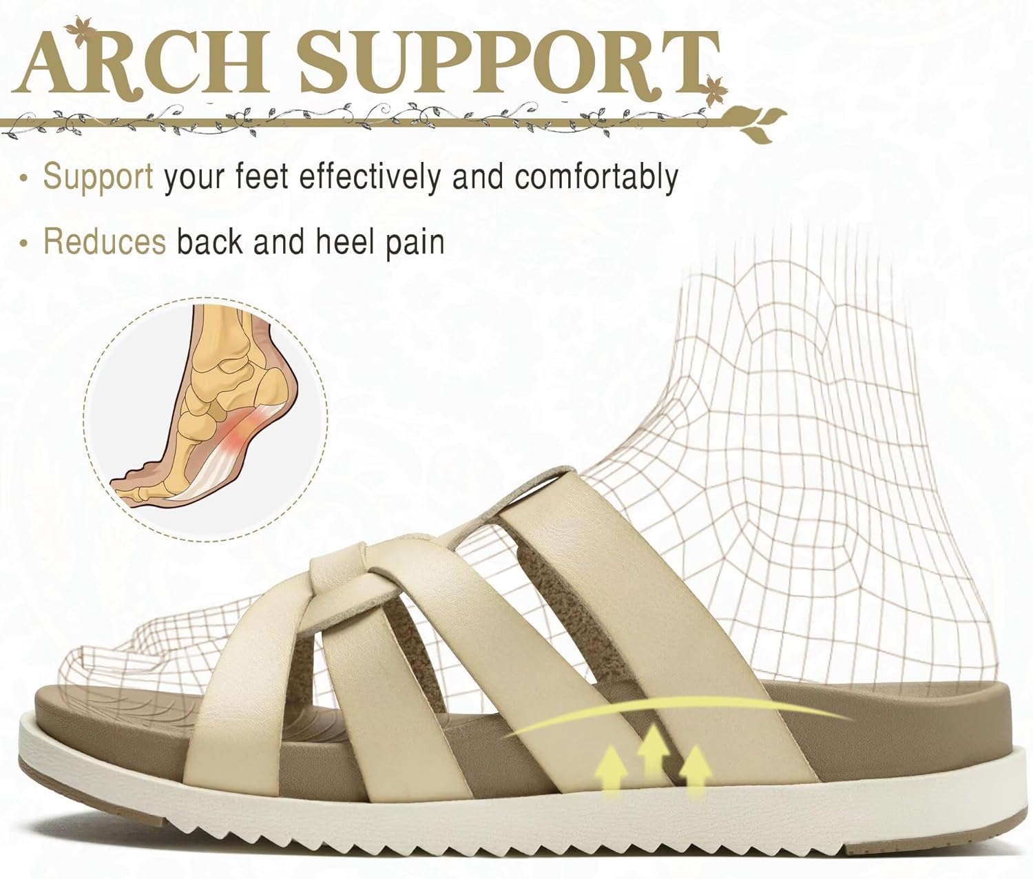 KuaiLu Gladiator Sandals for Women with Comfortable Arch Support Summer Beach Vacation Walking Travel Fisherman Slides Boho Outfits Flats Slip on Cushion Shoes Indoor Outdoor - Image 4