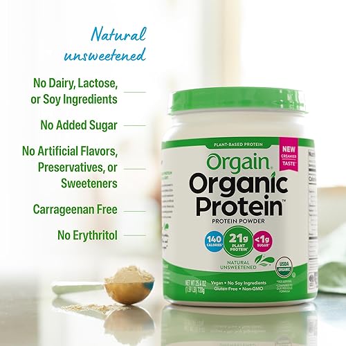 Vista 24 de Orgain Proteína vegana orgánica en polvo, cereales afrutados – 0.81 onzas de proteína a base de plantas, 0.28 oz de fibra prebiótica, baja