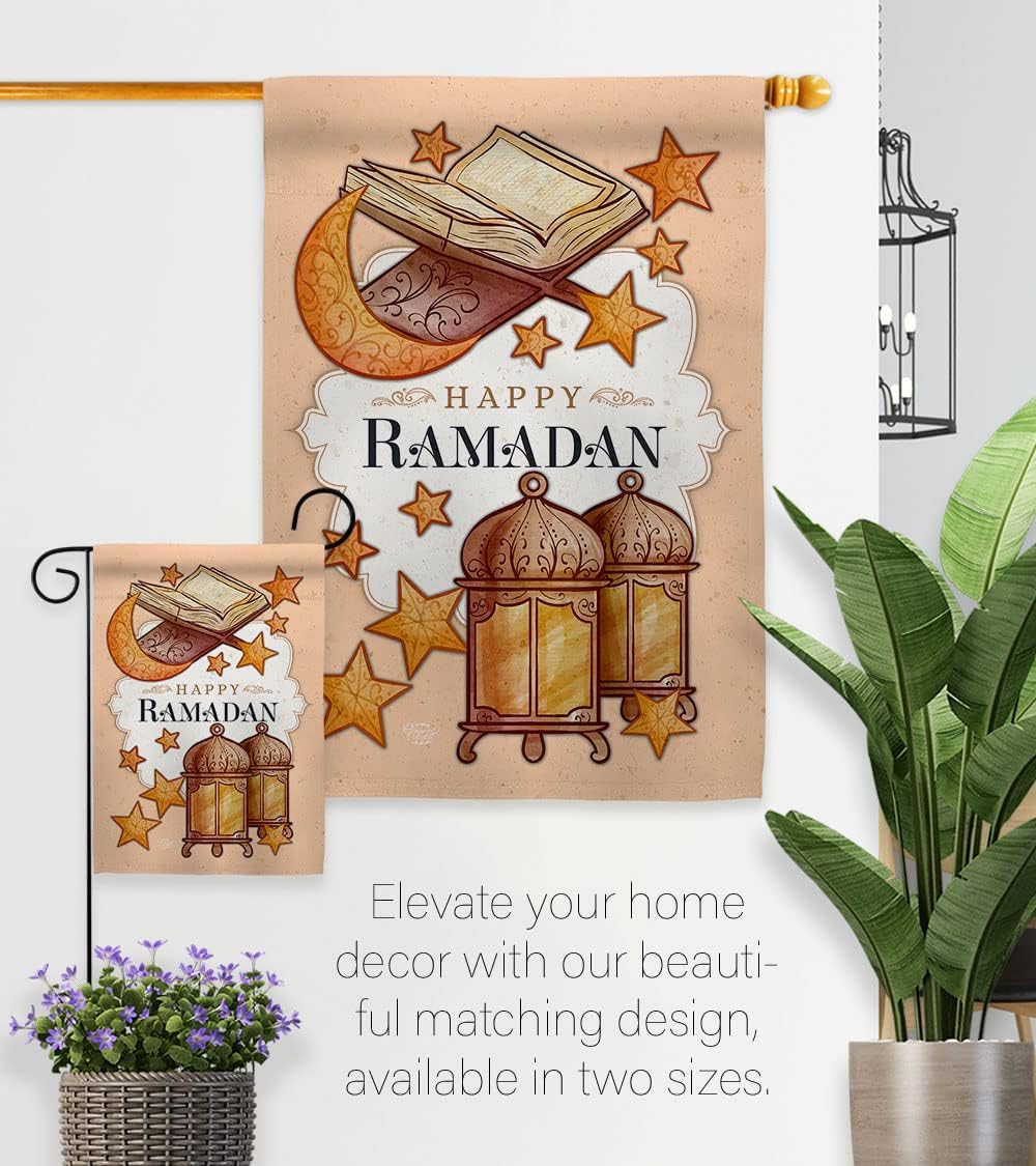 Happy Ramadan Garden Flag - Set Wall Hanger Religious Faith Hope Grace Peace Dove Christian Religion Easter - House Decoration Banner Small Yard Gift Double-Sided Made In USA 13 X 18.5