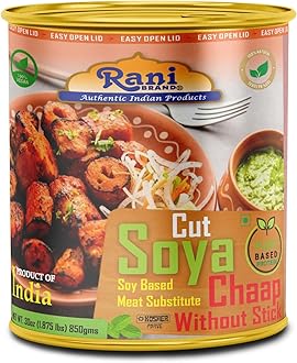 Rani Cut Soya Chaap Whitout Stick (Plant Based Protein) 30oz (1.875lbs) 850g ~ Easy Open Lid | All Natural | Vegan | No Colors | NON-GMO | Kosher | Indian Origin | Soy Based Meat Substitute
