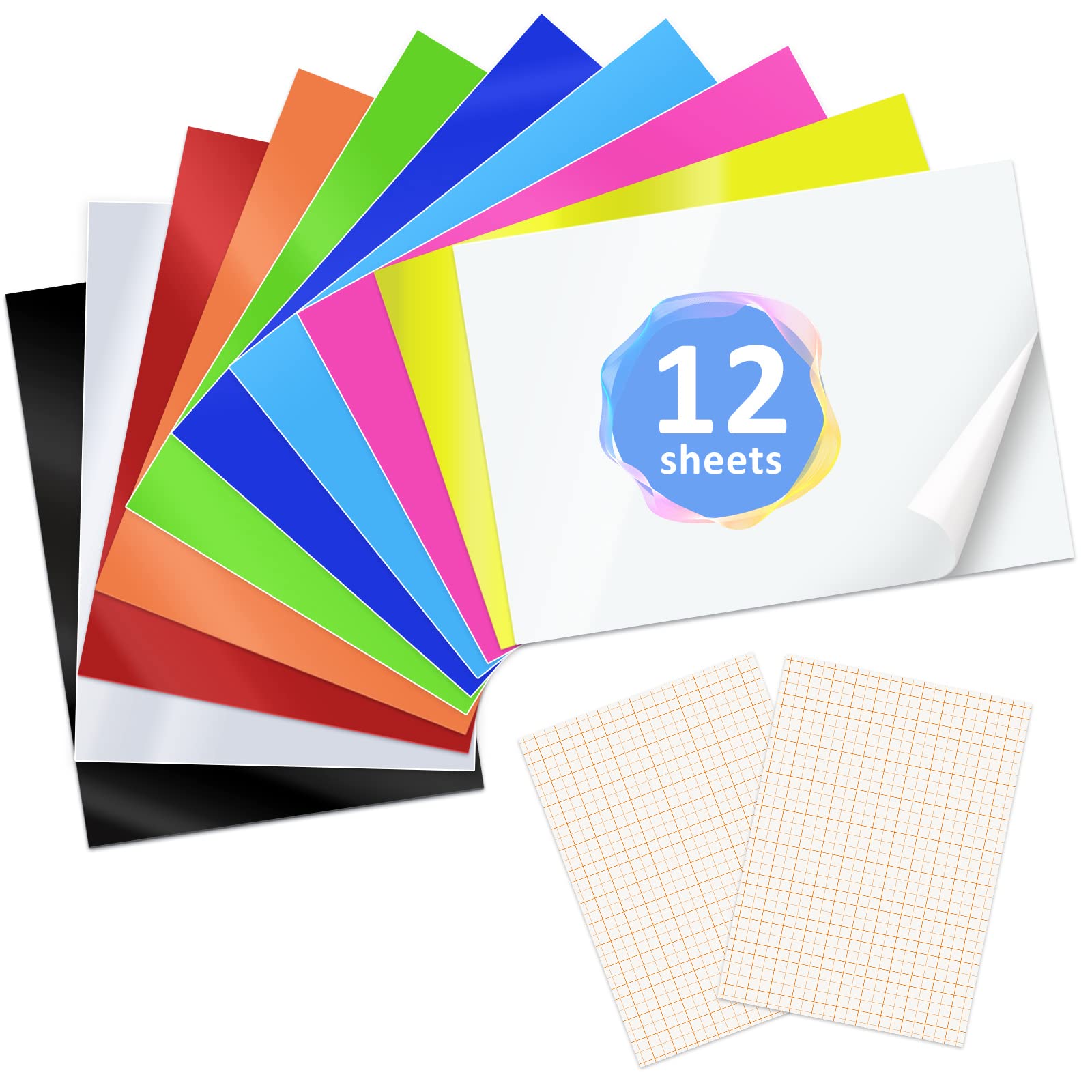 Buy Permanent Adhesive Vinyl Sheets for Cricut (12 Packs, 12"x10