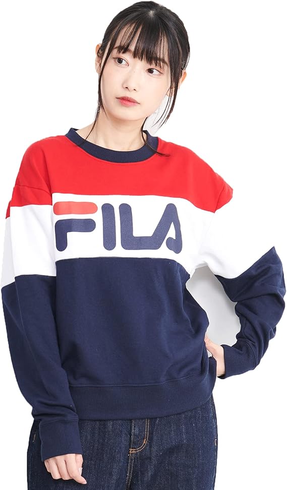 Amazon Co Jp Fila フィラ トレーナー レディース スウェット 上 長袖 薄手 厚手 おしゃれ スポーツ ブランド スエット クルーネック レッド M 服 ファッション小物