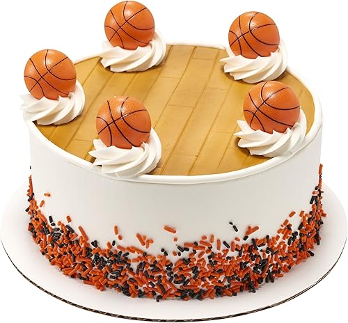 Miniatura 6 de DECOPAC Anillos de baloncesto 3D, decoraciones de cupcakes, adornos para pasteles seguros para alimentos, paquete de 24