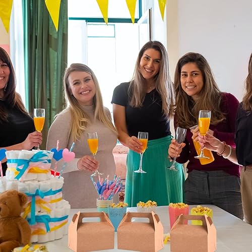 Vista 17 de Lainrrew 30 cajas de golosinas rojas a dos aguas, pequeñas cajas de regalo, caja de regalo de papel kraft de cartón, cajas de galletas de postre