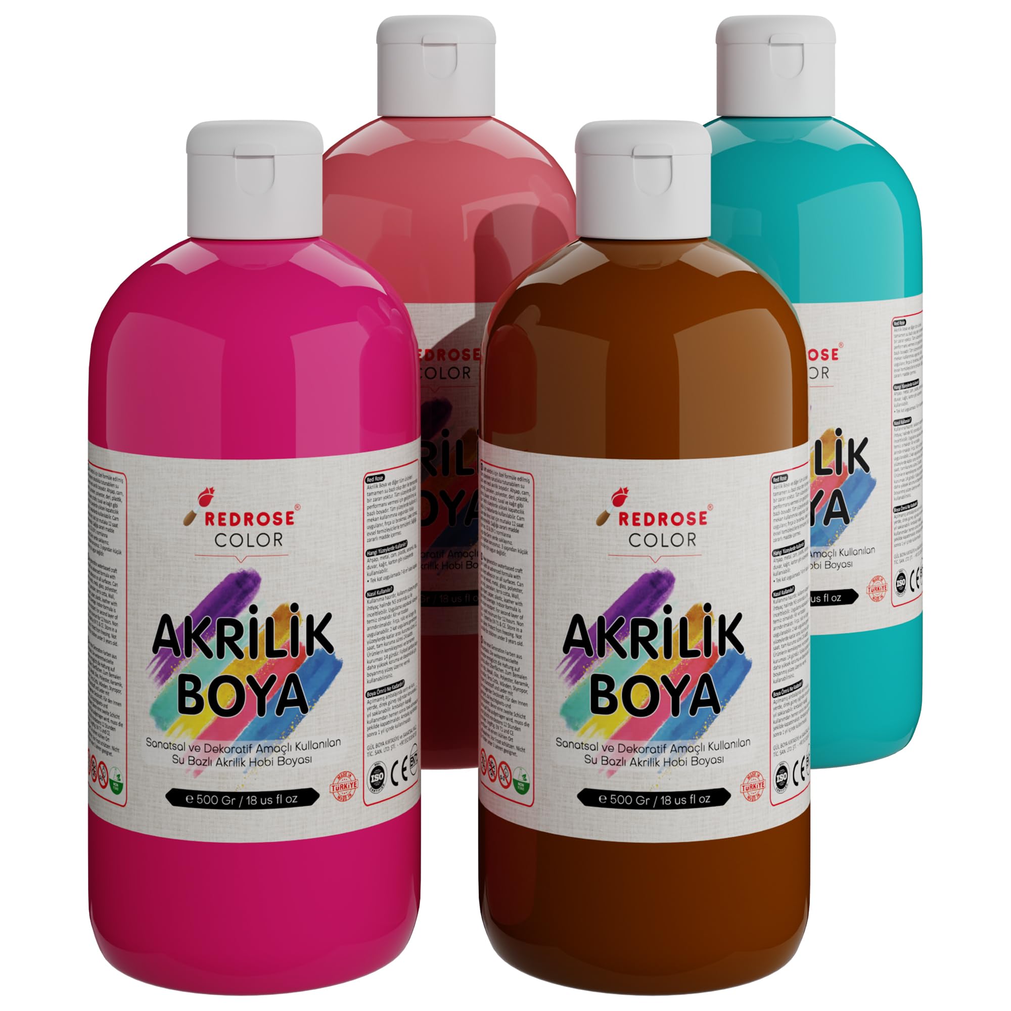 Red Rose Tamamlayıcı Renkler Akrilik Boya 4'lü Set 4x500 gr