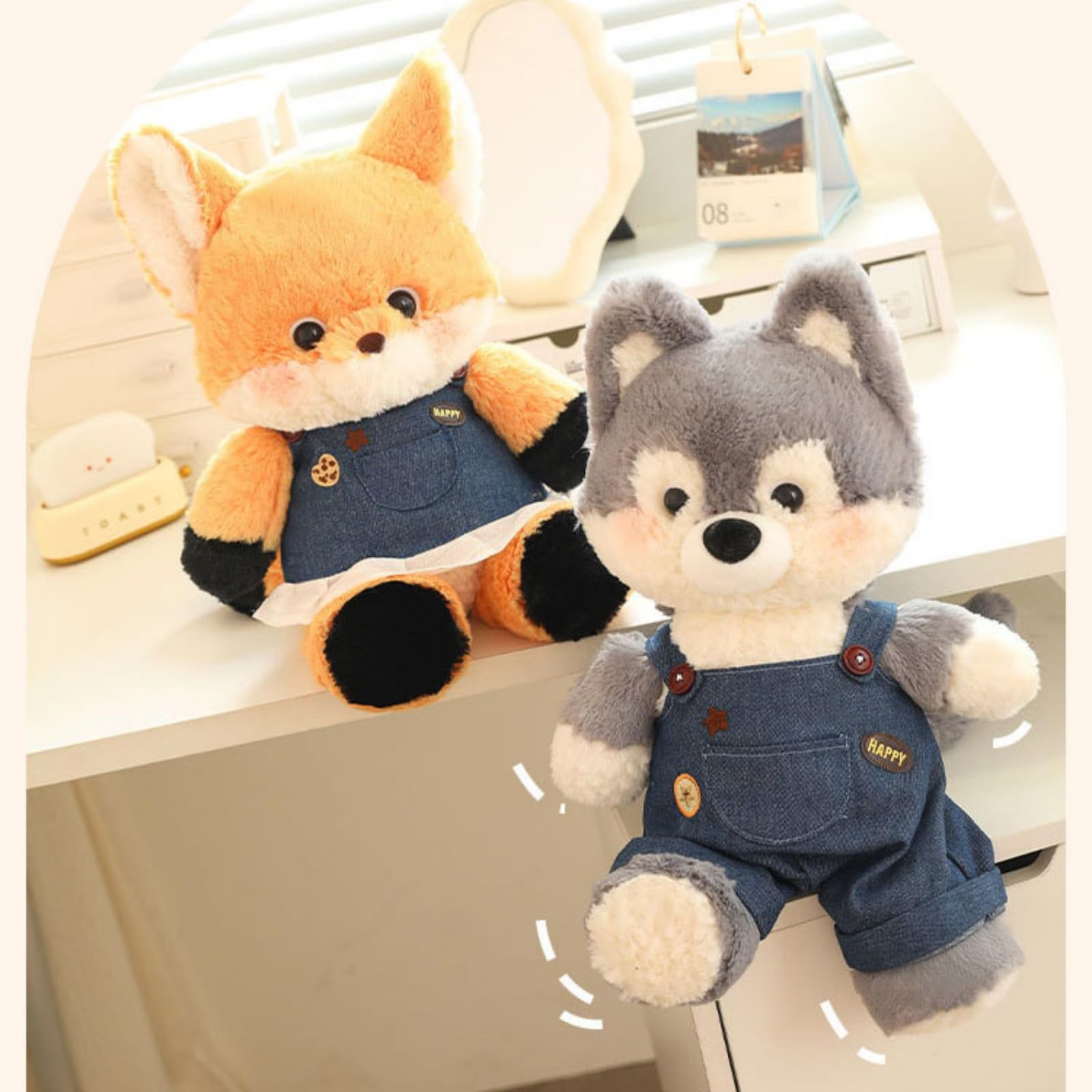 Kuscheltier Fuchs, Fuchs Wolf Plüschtier Stofftier Spielzeug, Weiche Niedliche Kuscheltier Fuchs, Fuchs Wolf Plüsch Spielzeug, Geschenk für Kinder Jungen und Mädchen (65cm,Orange)