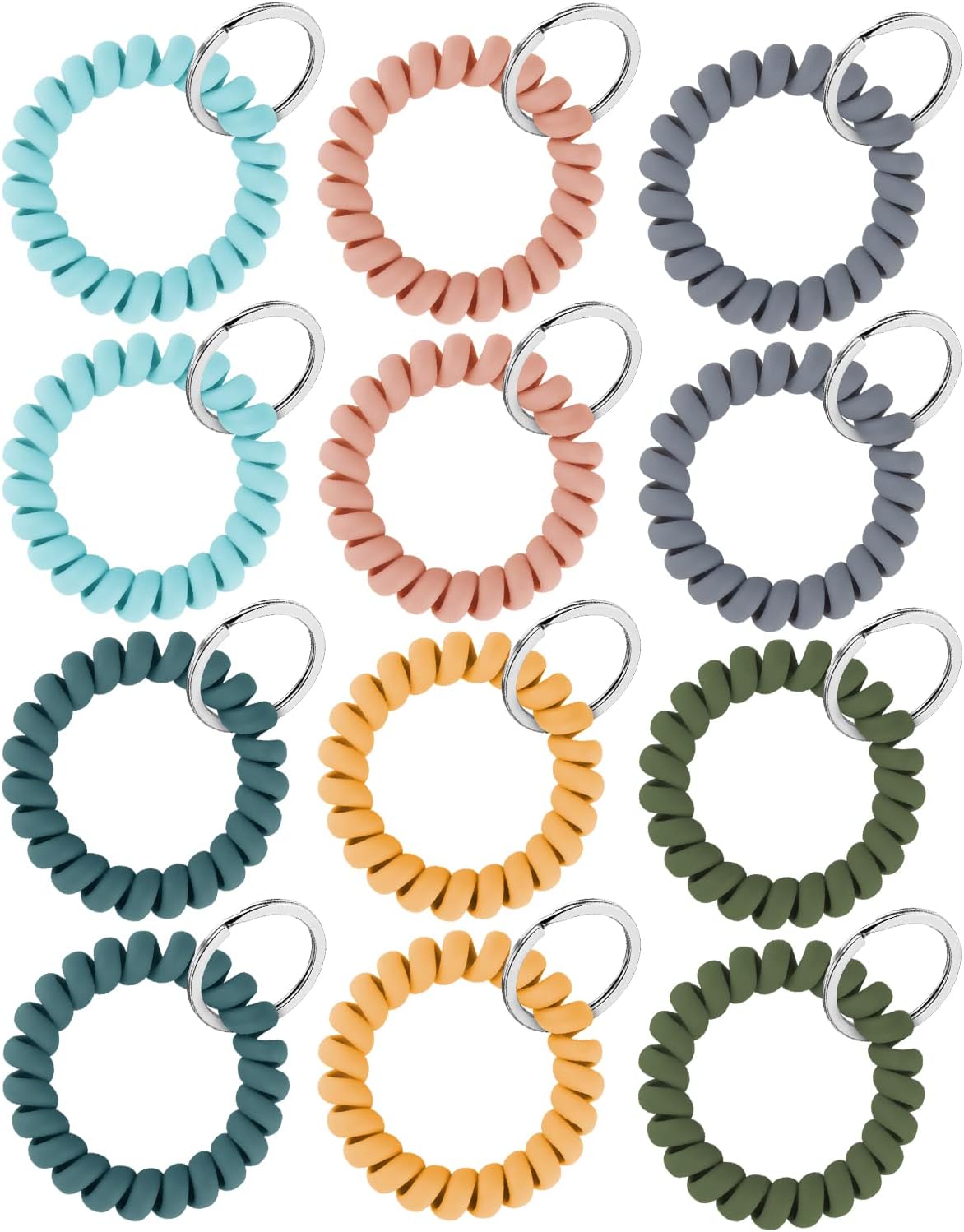 Uniclife 12 PCS Wristlet Keychain Flexible Plastic Spring