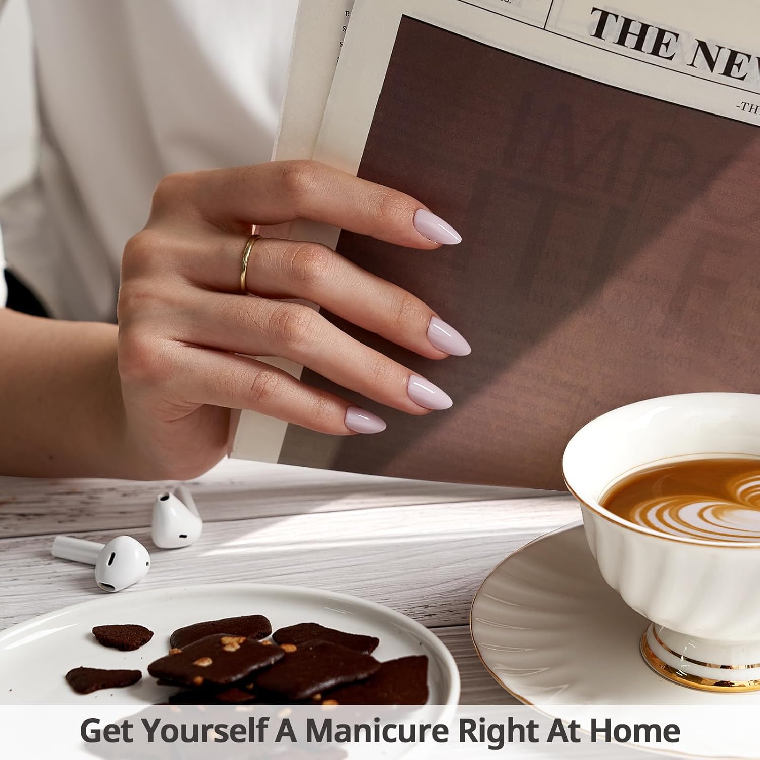 btartbox press on nails almond - pastel purple short press on nails with glue for women, opaque soft gel glue on nails in 16 sizes - 32 stick on nails kit, satin memo b2 - satin memo