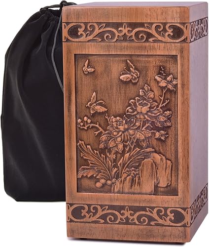 KIMNAG Urna de cremación de madera para cenizas de madera humanas, caja decorativa, urnas funerarias para adultos, hombres y mujeres, con bolsa de