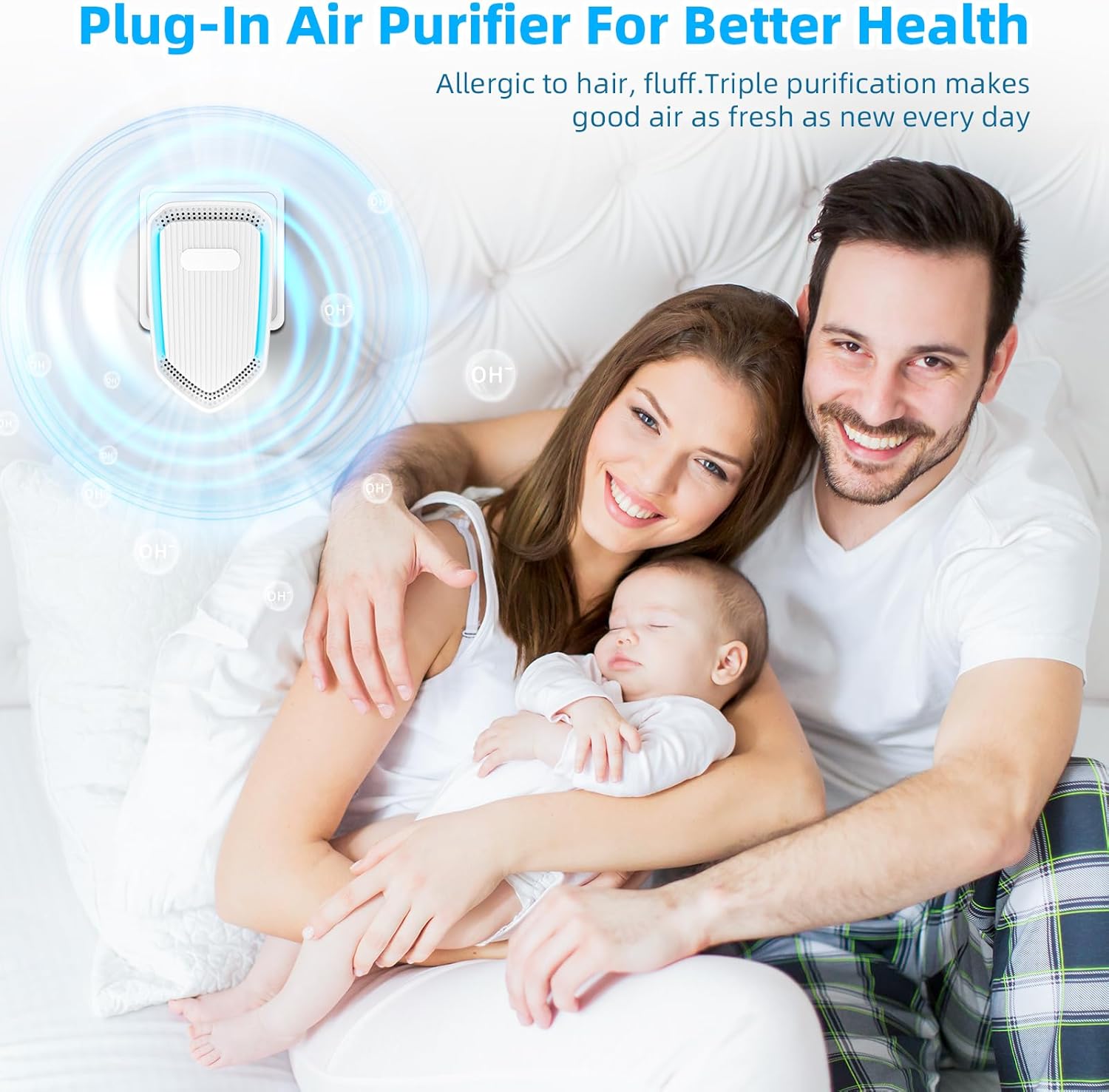 Air Ionizers for Home Plug In,Air Purifier Plug in Wall,Negative Ion Air Purifier for Bedroom -Quiet Operation Air Freshener for Home, Bedroom, Office, Garage Room,Odor,Pets Smell(8)