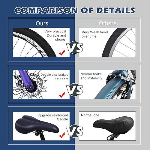 Miniatura 7 de Barbella Bicicleta de montaña para adultos, 7 velocidades y tres ruedas, triciclo de montaña para adultos, triciclo de crucero, triciclo de 242627.5