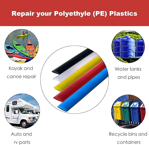 Miniatura 4 de Terrilee 40 varillas de soldadura de plástico HDPE de 9.8 pulgadas (9.8 in), tiras de varillas de soldadura de plástico plano común para parachoques