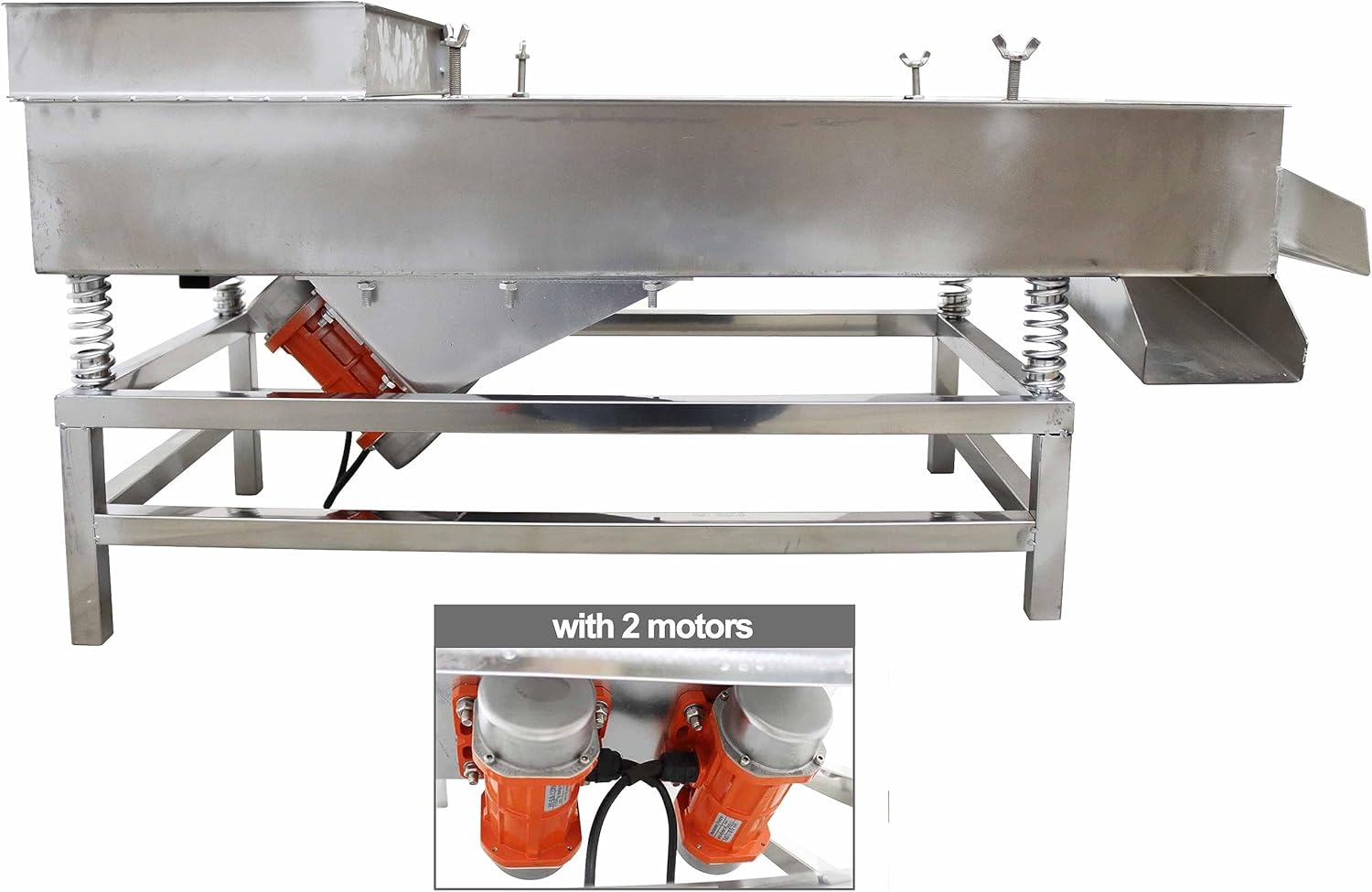 TECHTONGDA Straight Vibrating Sieve Screen Shaker Electric Linear Sifter Machine Stainless Steel One Layer Two Motor 15mm Screen Size 15.7×37.4inch 110V