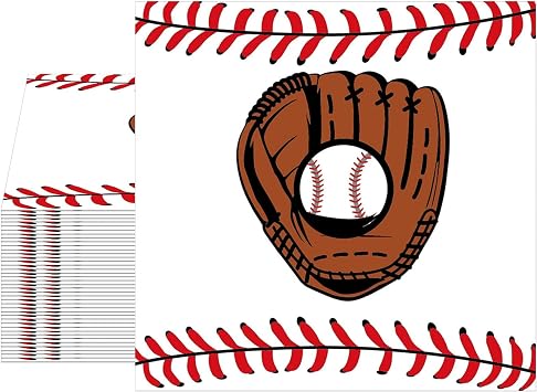 40pcs Baseball Napkins Disposable Decorative, Baseball Party Supplies for Sports Themed Party Birthday Decorations 6.5x6.5 Inches