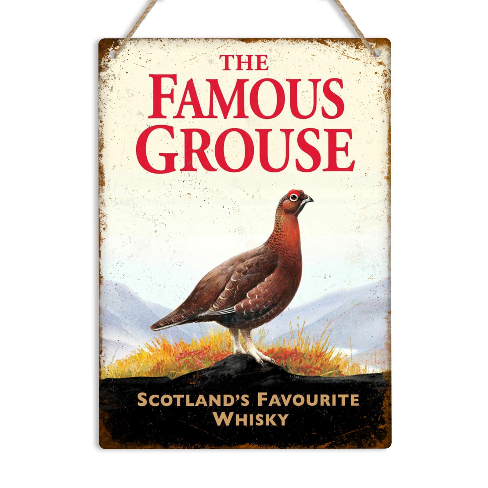 Yelacecca Famous Grouse Vintage Retro Metal Tin Sign Plaque Bar Pub Man Cave Scotch Whisky Vintage Metal Sign Plaque Poster 8X12 Inches