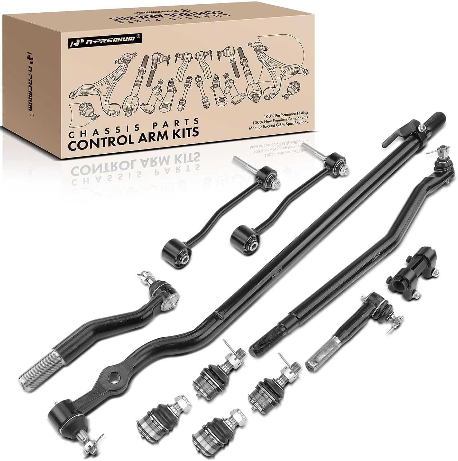 A-Premium Set of 11, Front Sway Bar Link, Upper Lower Ball Joint, Inner Outer & At Pitman Arm Tie Rod End, Compatible with Ford F-250/350 Super Duty 2000-2004, Excursion 2000-2005, 4WD Only