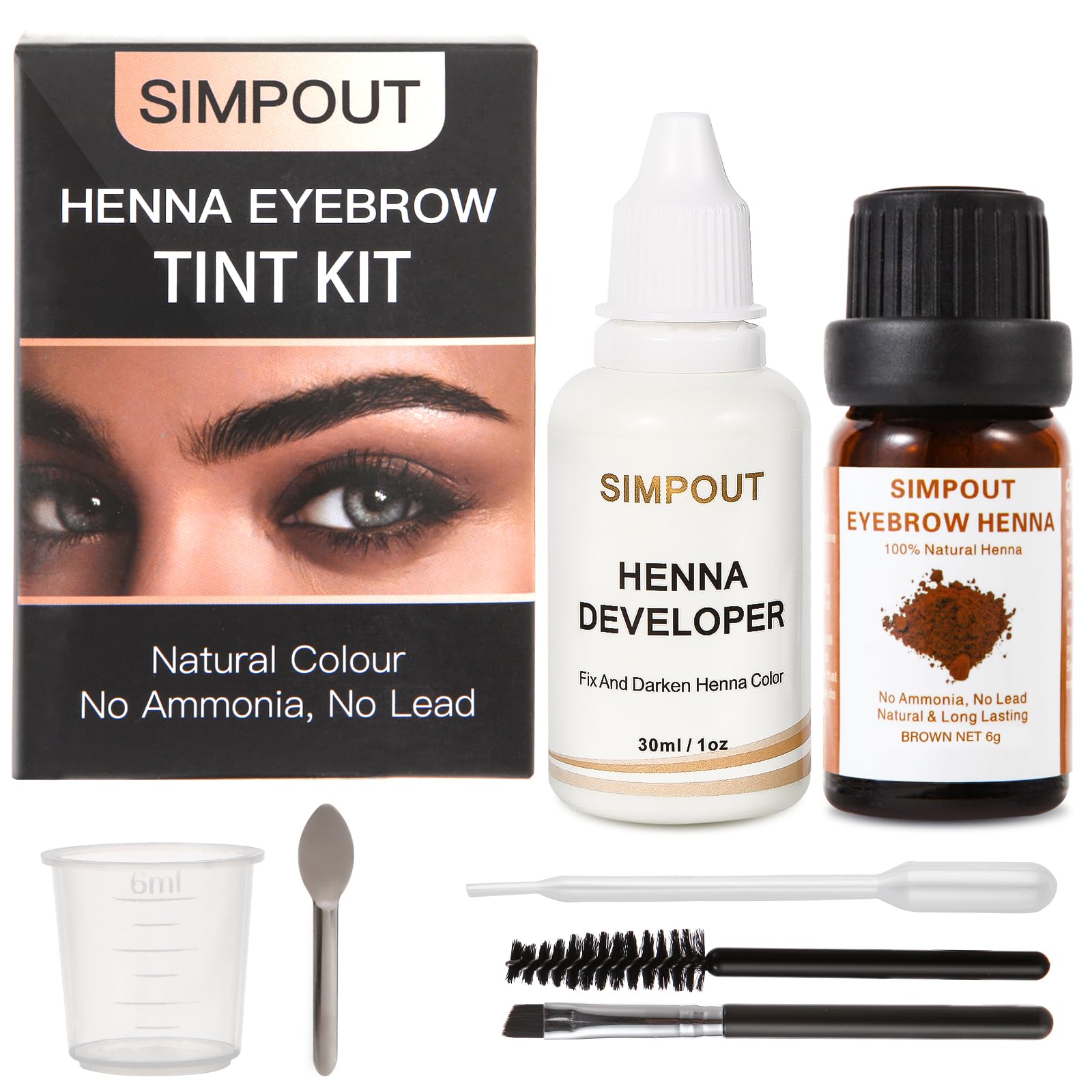 (Upgrade) Simpout Henna Hair Kit - 6 grams, Spot Color Henna Hair Kit with Developer, 100% Natural Root Touch Up, Professional Salon & Home DIY Kit,