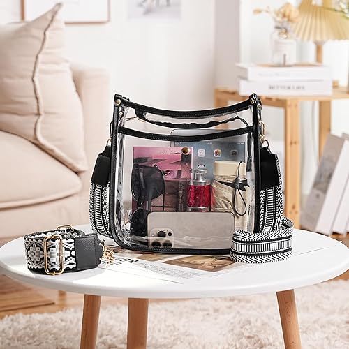 Miniatura 5 de CLUCI Bolso transparente, bolsa transparente para eventos en estadios, bolsa cruzada aprobada por estadios para mujer con correa ajustable
