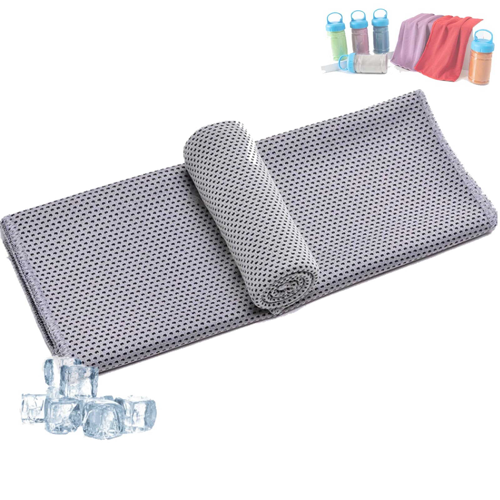 Ice Towel Cooling Towel, Cooling Towel In Bottle, Absorbent Quick-Drying Gym Cooling Towels, Cooling Bottle Cold Sweat Towel, Reusable Soft Absorbent Cooling Portable (Gray,30 * 100cm)