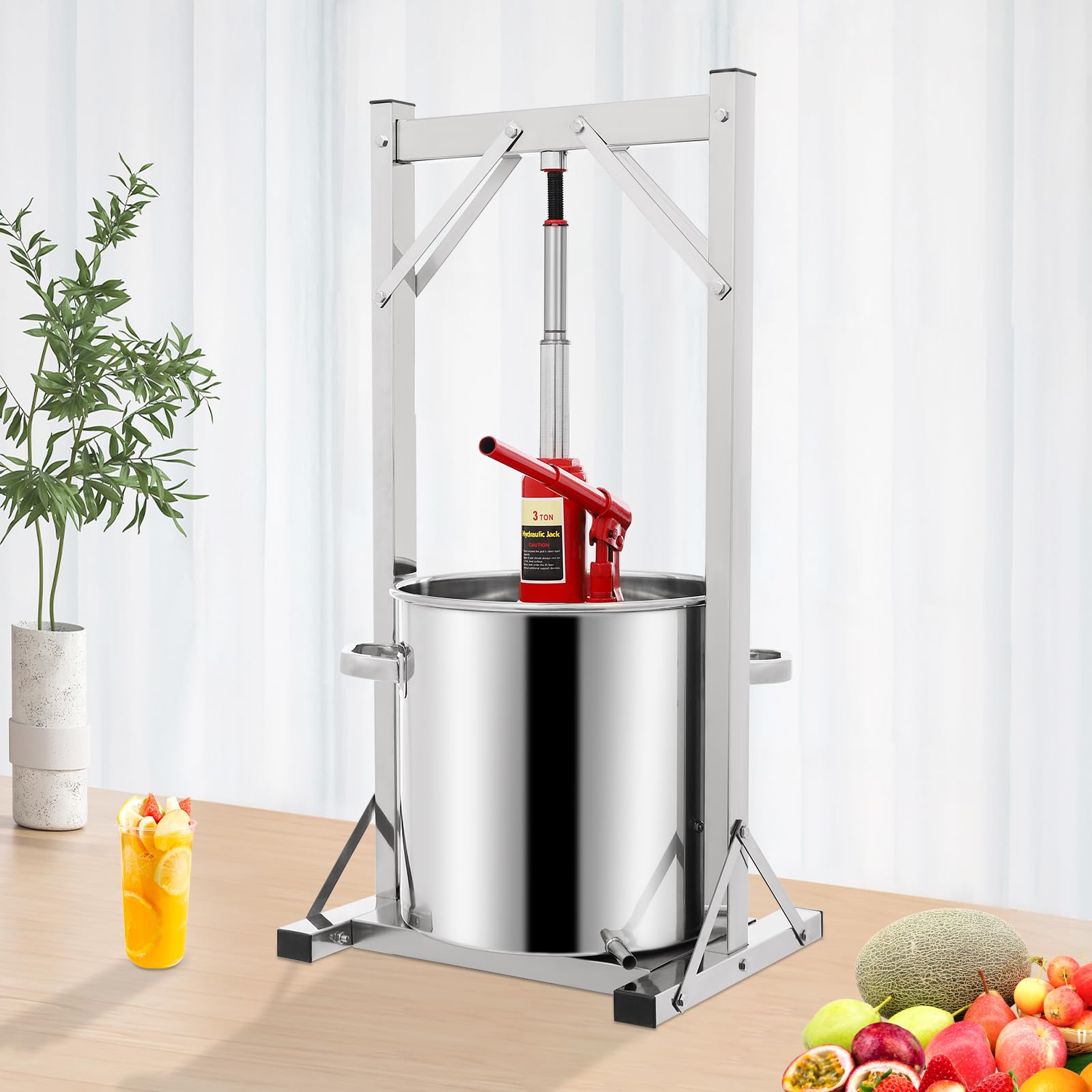 Prensa hidráulica de acero inoxidable, 22 L, prensa de vino, prensa de vino, prensa de frutas, exprimidor de bayas, exprimidor de verduras, exprimidor de alimentos, exprimidor de manzanas