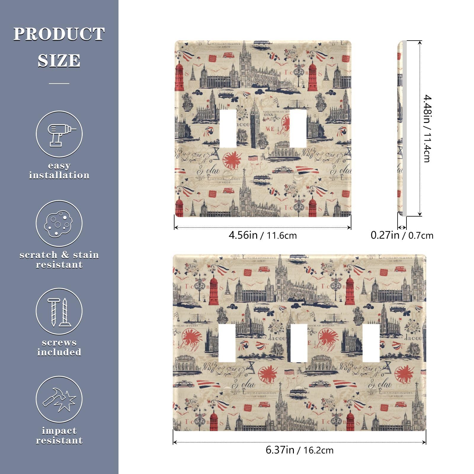 UMIRIKO Big Ben Architecture Light Switch Cover Plate Covers Decorative Double Toggle Home Decor 202a8952