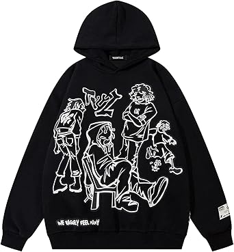 Vamtac Mens Graphic Hoodies Y2k Cute Pullover Oversized Fashion Streetwear Casual Hooded Sweatshirt Unisex Tops