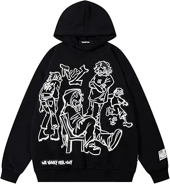 Vamtac Mens Graphic Hoodies Y2k Cute Pullover Oversized Fashion Streetwear Casual Hooded Sweatshirt Unisex Tops