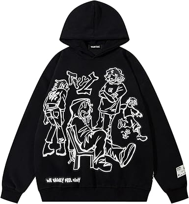 Vamtac Mens Graphic Hoodies Y2k Cute Pullover Oversized Fashion Streetwear Casual Hooded Sweatshirt Unisex Tops