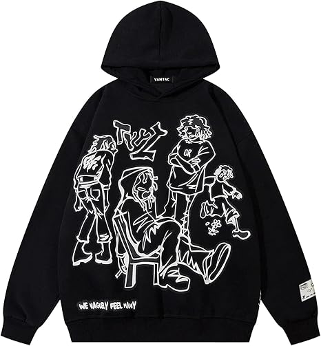Vamtac Mens Graphic Hoodies Y2k Cute Pullover Oversized Fashion Streetwear Casual Hooded Sweatshirt Unisex Tops