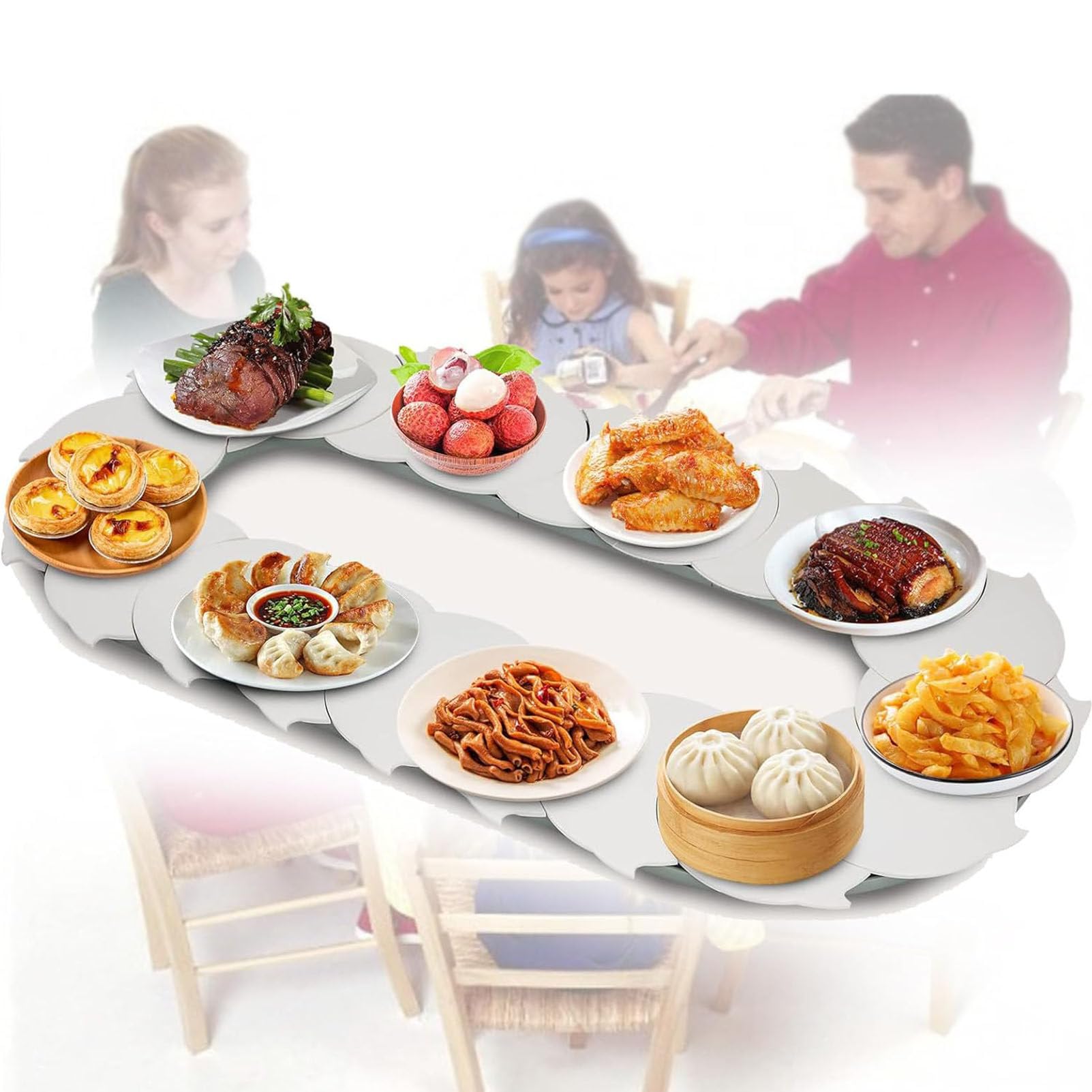 Table de service alimentaire réglable avec rotation fluide à 360 degrés