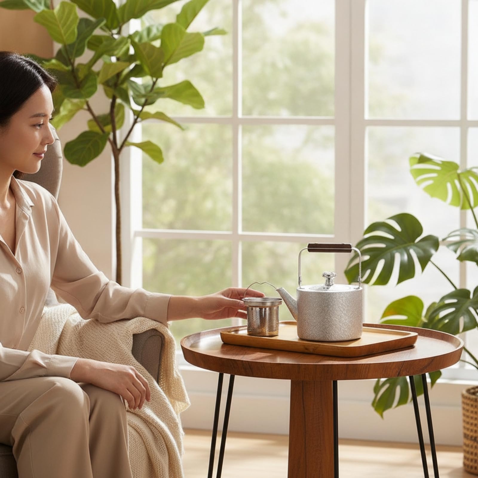 Qianly Tetera con Colador Vertedor Larga Tetera Acero Inoxidable Resistente a la Oxidación Hervidor para Aficionados Al Té, 1.5L, Estilo 8 Verde Con Patrón Dorado Y Base Ancha