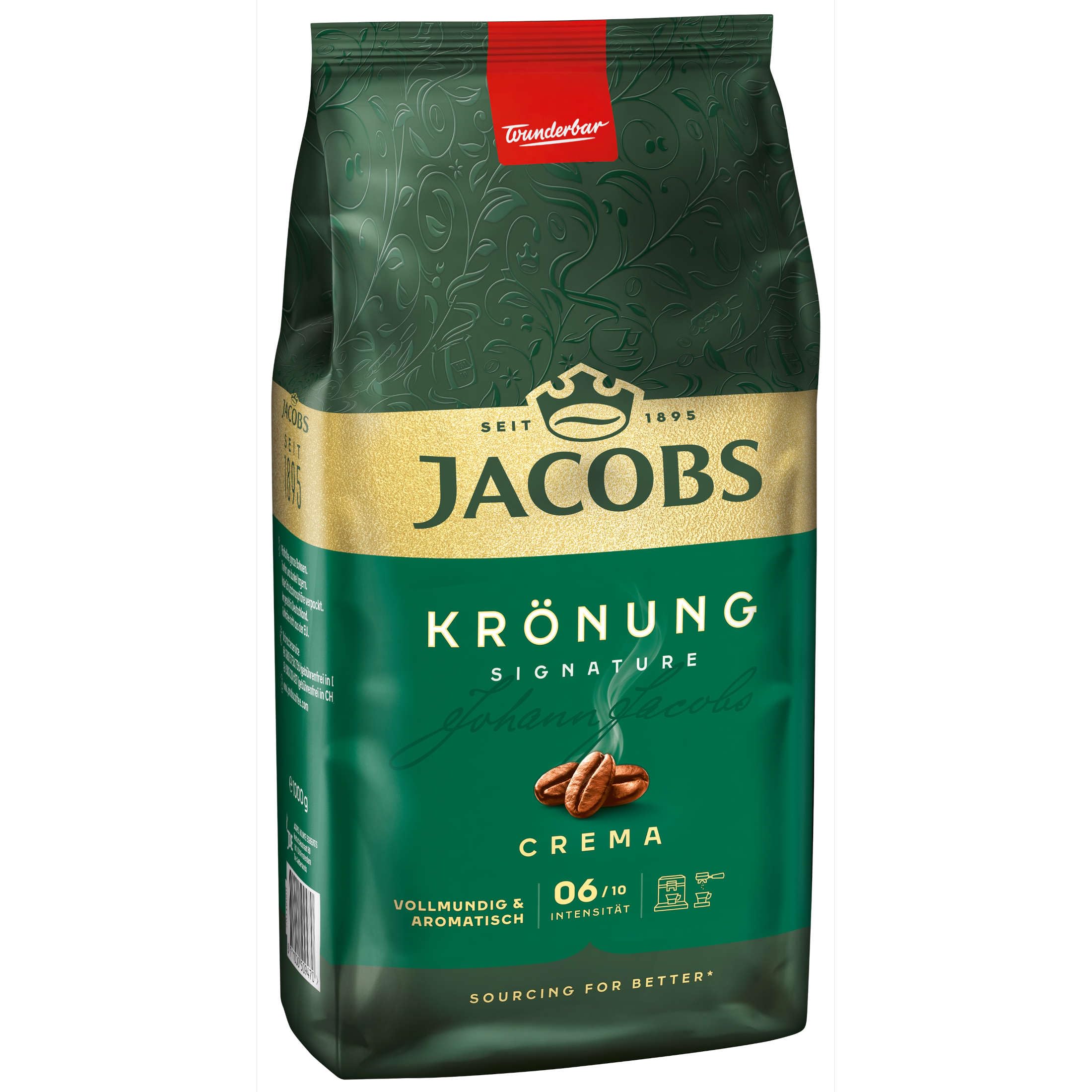 Jacobs Krönung Crema, Kaffee Ganze Bohne 4er Pack, (4 x 1000 g)