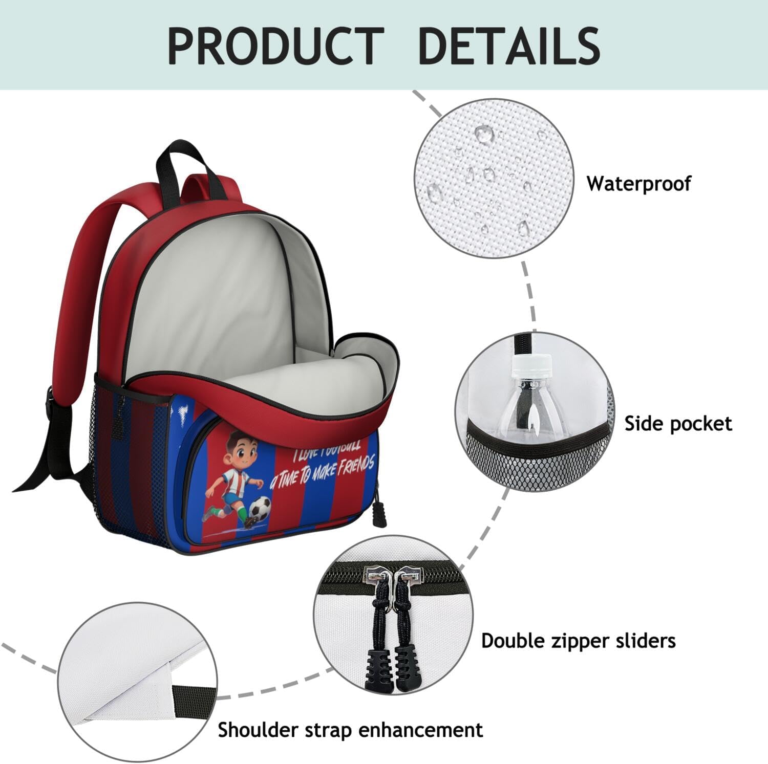 Soccer Bag for Boys,Toddler Backpacks For Boys Adjustable Straps,Soccer Backpacks,Cartoon Backpack School Bookbags - Image 4