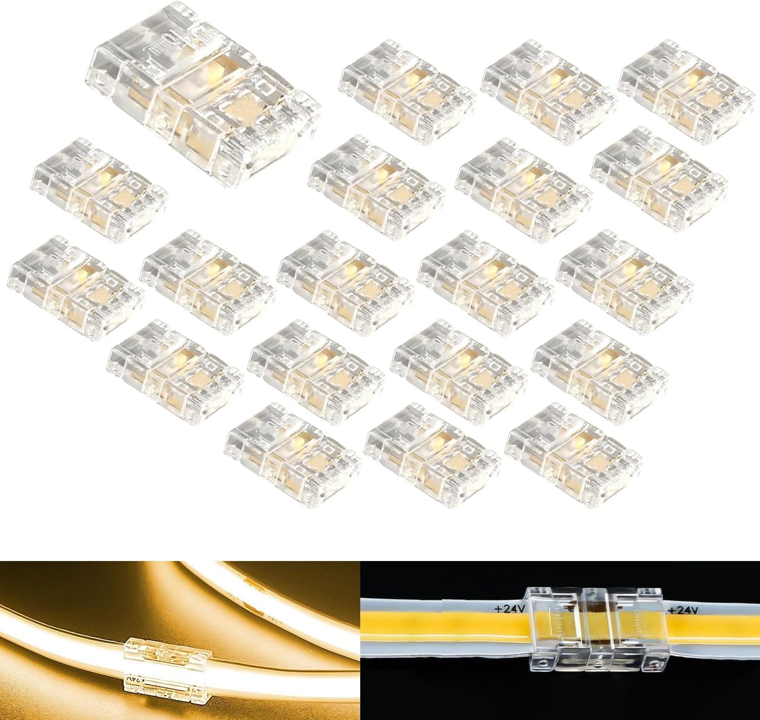 SHAOYAYAZHANG COB 50pcs2pin8mm 0.39in Connector Transparent fcob 8mm Wide Strip led Monochrome Corner Connection - Image 4