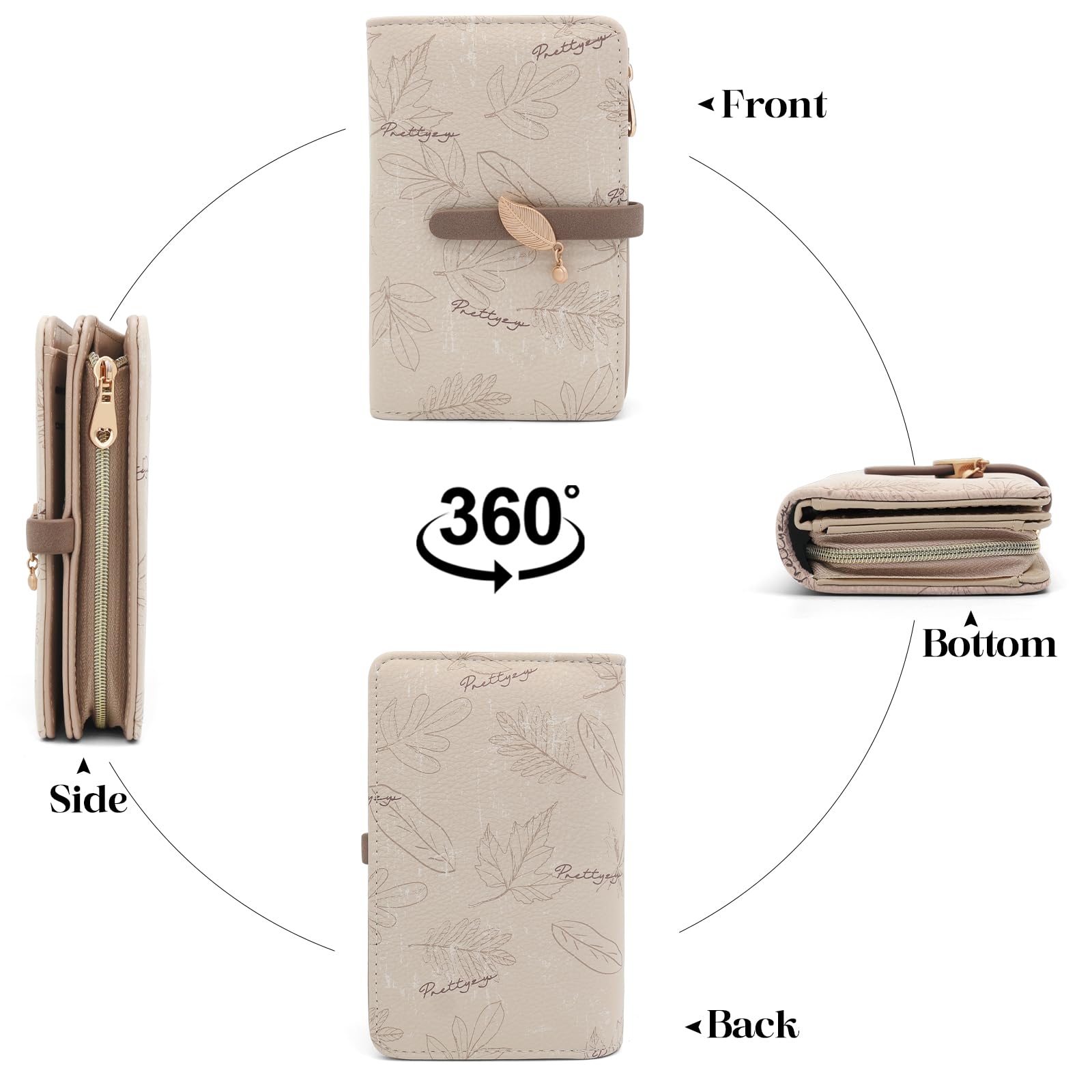 Portefeuille Femme Petit en Cuir PU Porte Monnaie Femme, Porte Feuilles pour Femmes Court avec Porte-Monnaie Zippé et Portefeuilles Pochette (Beige)