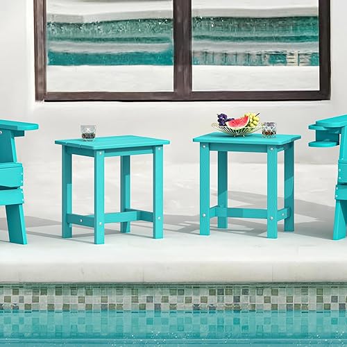 Miniatura 68 de LUE BONA HDPS - Mesa auxiliar para exteriores, pequeñas mesas auxiliares Adirondack para exteriores, mesa auxiliar exterior para patio, porche, Negro