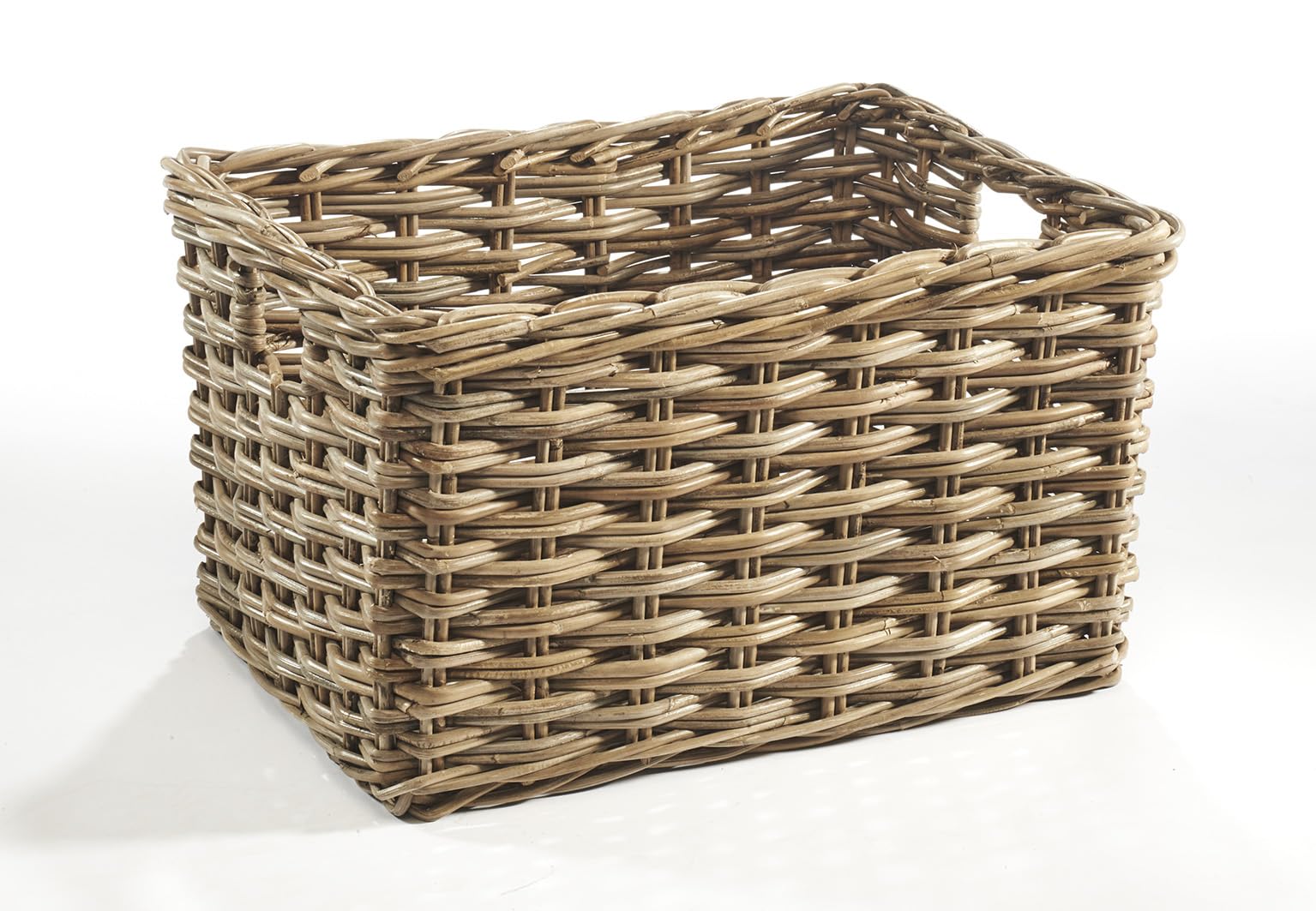 Kobolo Rattankorb eckig Gr. L Aufbewahrungskorb 51x37x30 cm Kubu Grey